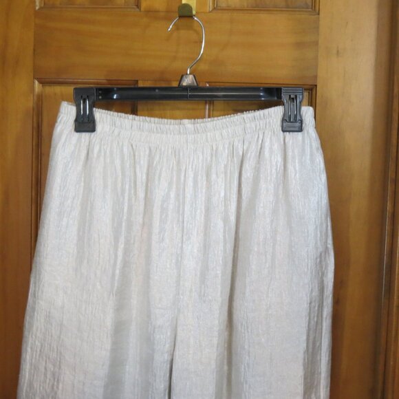 Unbranded Almond Pants Crinkle Wide Leg Elastic Waist Evening Formal Size Large - Picture 3 of 6